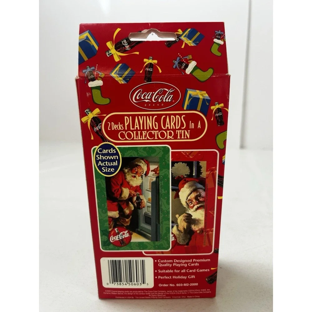 Coca Cola SANTA CLAUS Playing Cards in Collectible Red Tin 2 Decks Vintage NIB